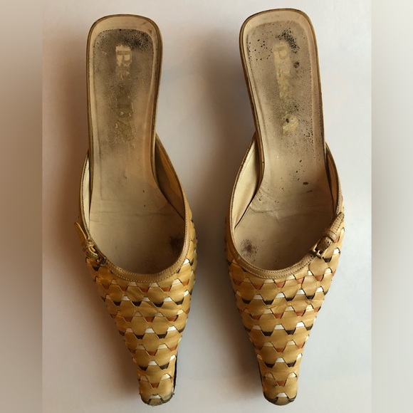 Vintage Prada Woven Kitten Heel Slides/Mules Sz 7M - Picture 8 of 8